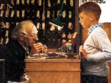 Norman Rockwell Painting - el relojero suizo norman rockwell